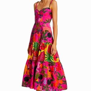 Farm Rio Pop Leopards Printed Midi-Dress Size XL